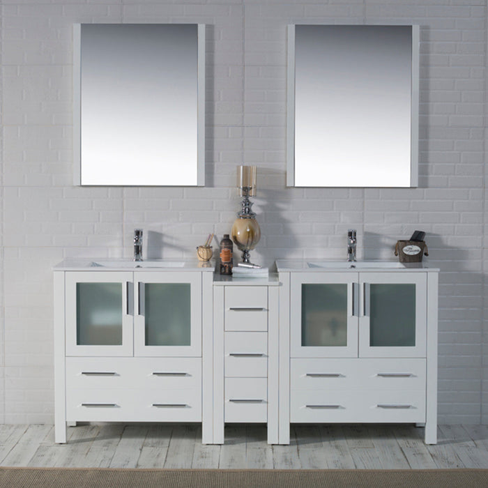 Blossom Sydney 84" Double Vanity Set, Side Cabinets, Vessel Sink and Optional Mirror - Luxe Vanity & Tub