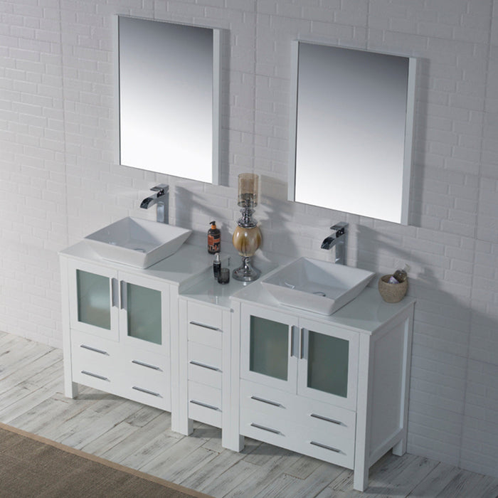Blossom Sydney 84" Double Vanity Set, Side Cabinets, Vessel Sink and Optional Mirror - Luxe Vanity & Tub