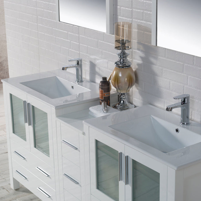 Blossom Sydney 84" Double Vanity Set, Side Cabinets, Vessel Sink and Optional Mirror - Luxe Vanity & Tub
