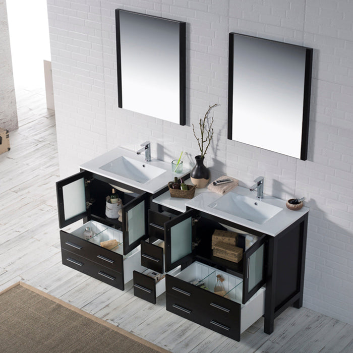 Blossom Sydney 84" Double Vanity Set, Side Cabinets, Vessel Sink and Optional Mirror - Luxe Vanity & Tub
