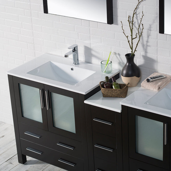 Blossom Sydney 84" Double Vanity Set, Side Cabinets, Vessel Sink and Optional Mirror - Luxe Vanity & Tub