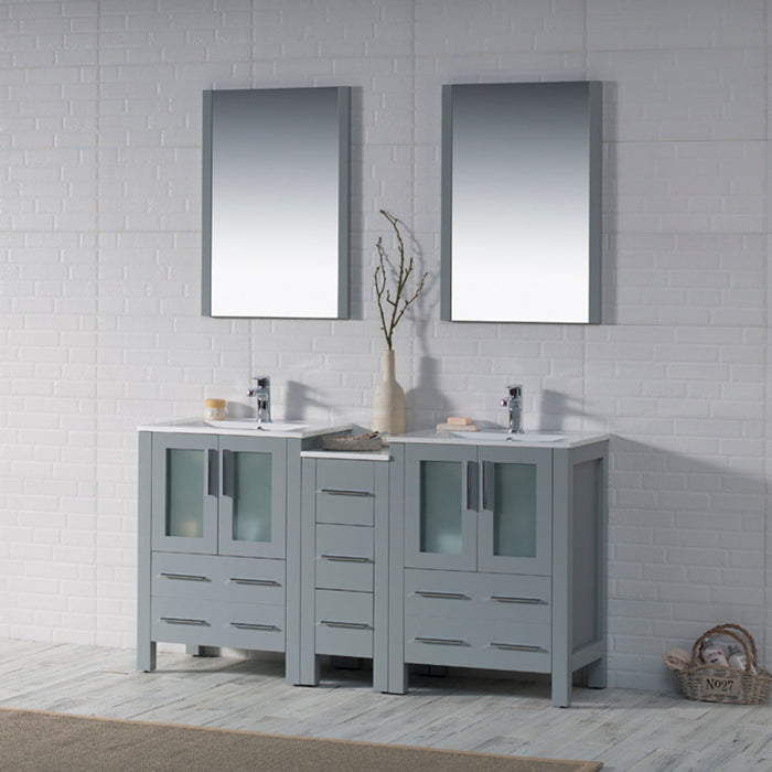 Blossom Sydney 84" Double Vanity Set, Side Cabinets, Vessel Sink and Optional Mirror - Luxe Vanity & Tub