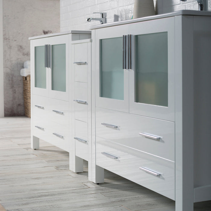 Blossom Sydney 84" Double Vanity Set, Side Cabinets, Vessel Sink and Optional Mirror - Luxe Vanity & Tub